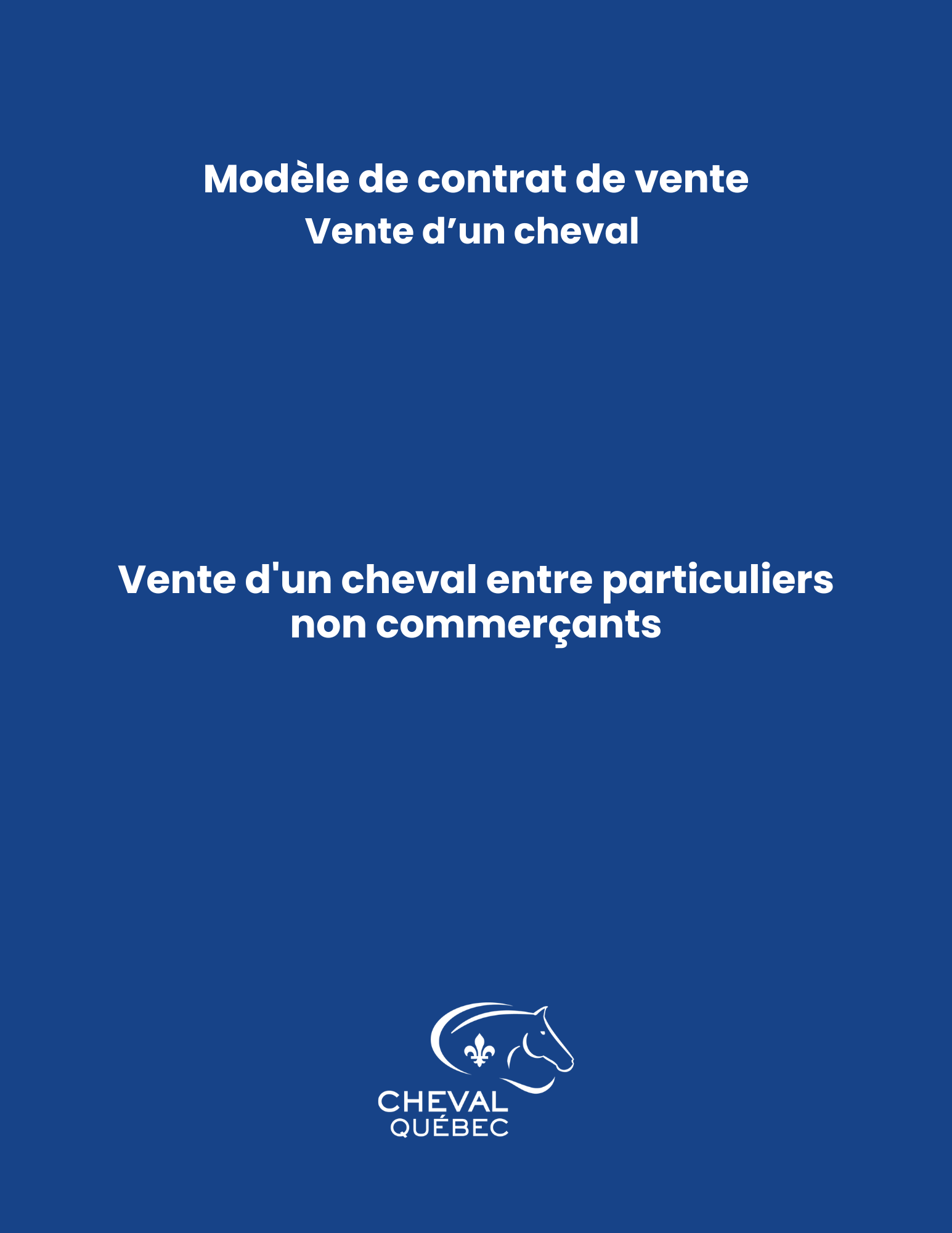 Modèle de contrat - Vente d'un cheval entre particuliers non-commerçants